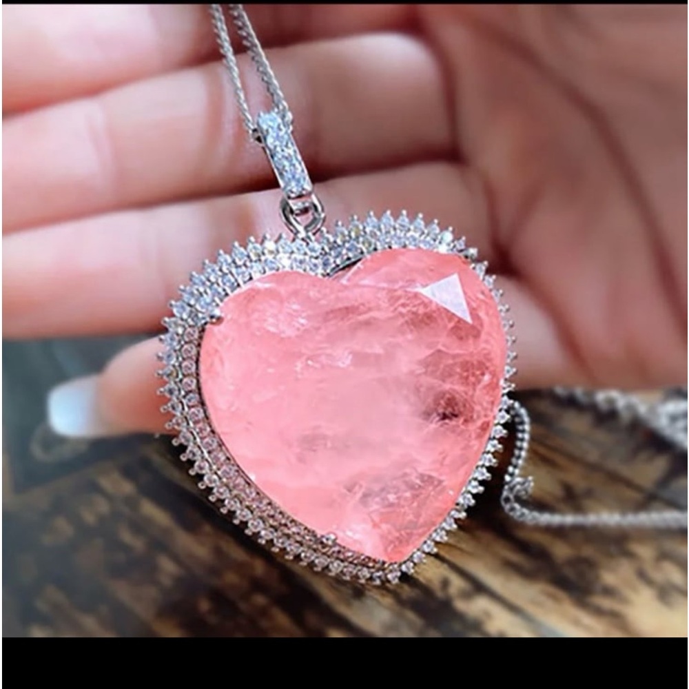 - Pariaba pink tourmaline 8Ct heart pendant necklace #1374